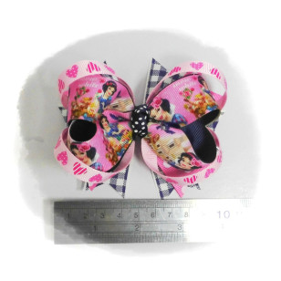 Snow White Grosgrain Ribbon Girls 4" Boutique Bow Hair Bows ( Hair Clip or Hair Band) 
